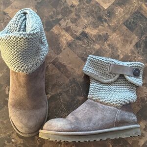 UGG Gray Knit Cuff Boots